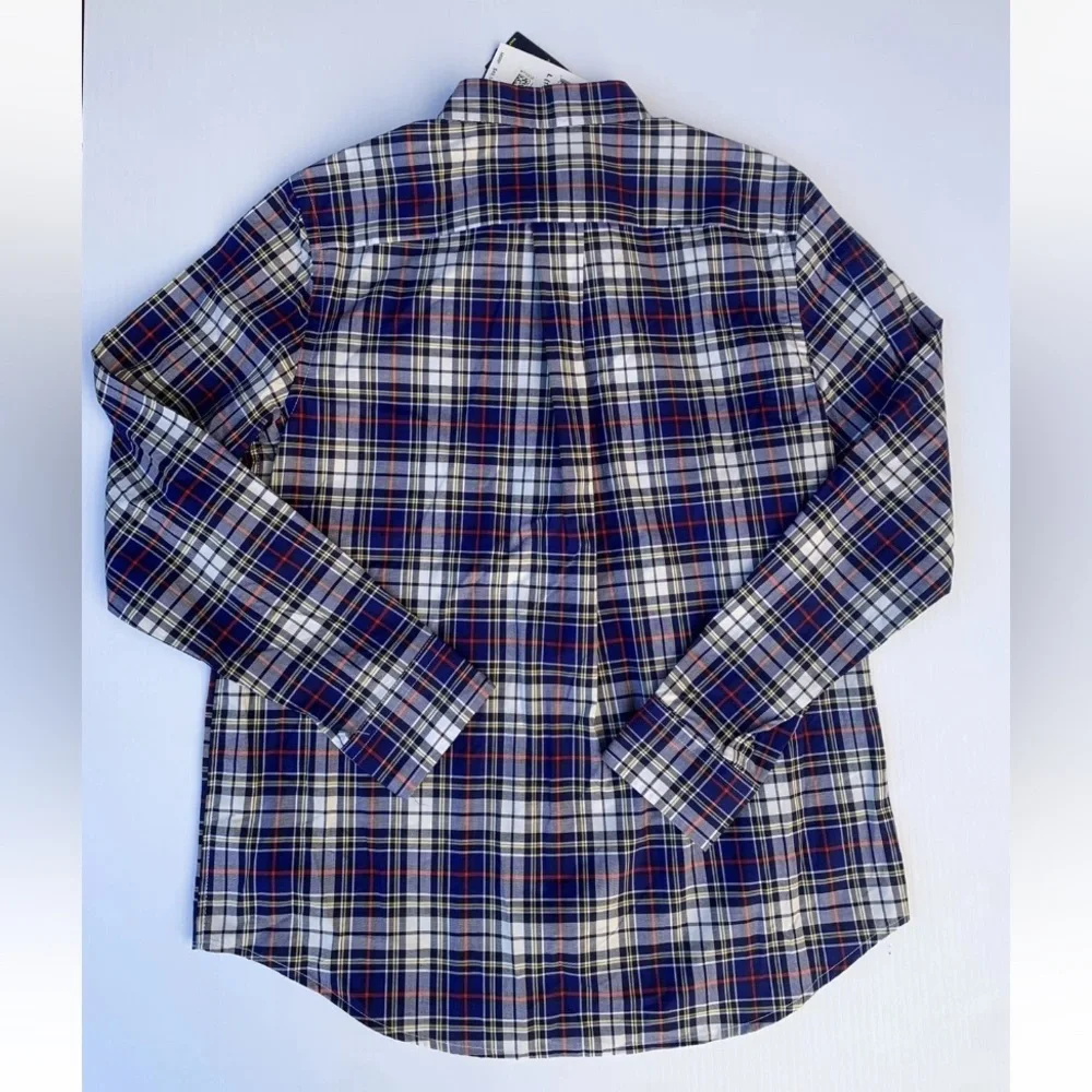 Ralph Lauren Boys Sz Large 14-16 Blue Plaid Button Down Long Sleeve Shirt NWT